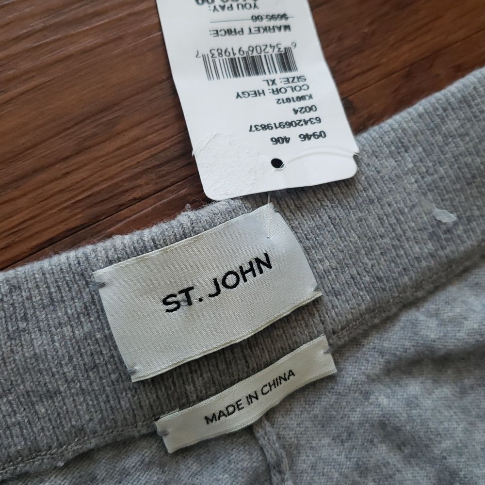 St John Women's Gray Jog Pants Size XL Cashmere Wool Quiet Luxury Lounge New - Picture 2 of 6